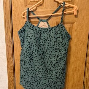Green Leopard Print Tankini Bathing Suit top